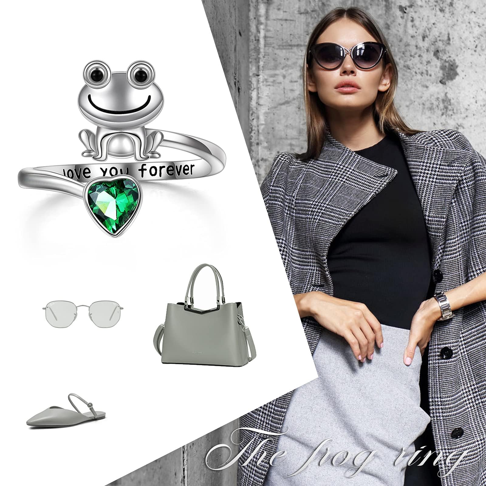 POPLYKE 925 Sterling Silver Anxiety Rings for Women & Men - Frog, Wolf, Dragonfly, Hummingbird, Fox, Elephant, Panda, Red Panda & Angel Wings Designs - Open Adjustable Rings for Stress Relief & Fashion Jewelry - Perfect for Gifts, Daily Wear & Meditation Accessories