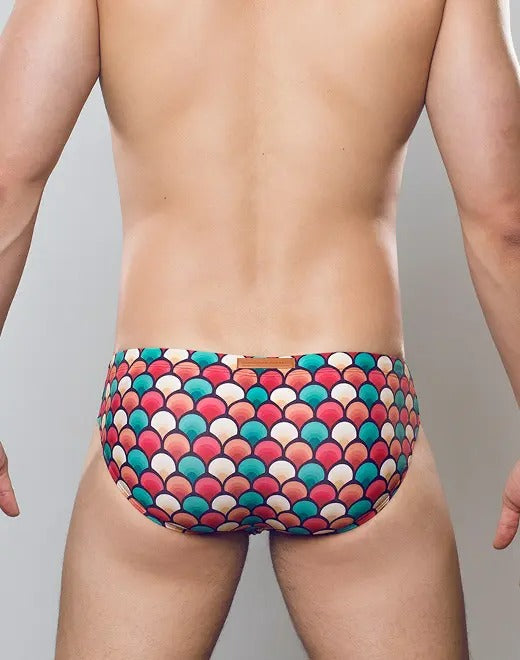 2Eros Retro Red Print Swim Brief V10 - Stylish Men's Swimwear for Beach, Pool & Summer Vacations | Comfortable & Fashionable Swim Trunks for Swimming, Surfing & Water Sports