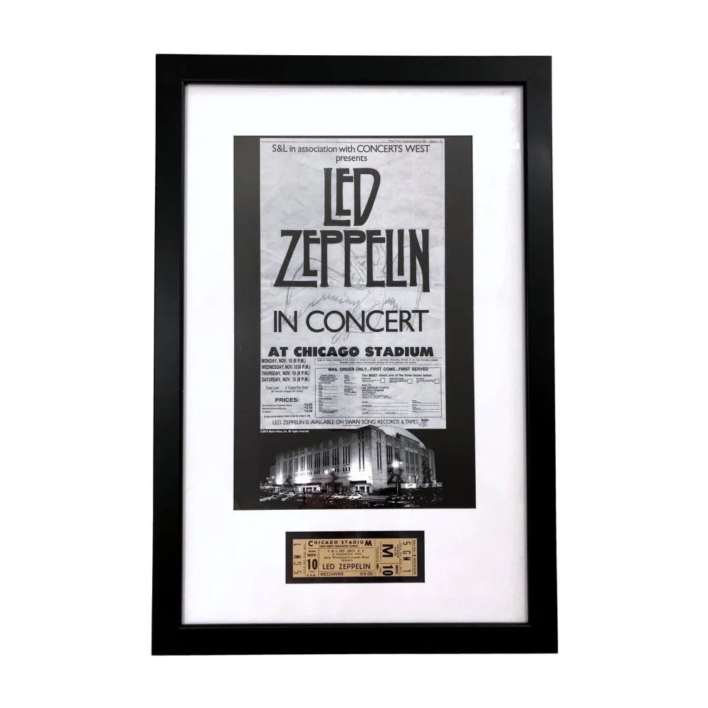 Original Led Zeppelin 1980 Last Concert Chicago Stadium Framed Ticket - Vintage Music Memorabilia for Rock Fans, Home Decor & Gift Idea