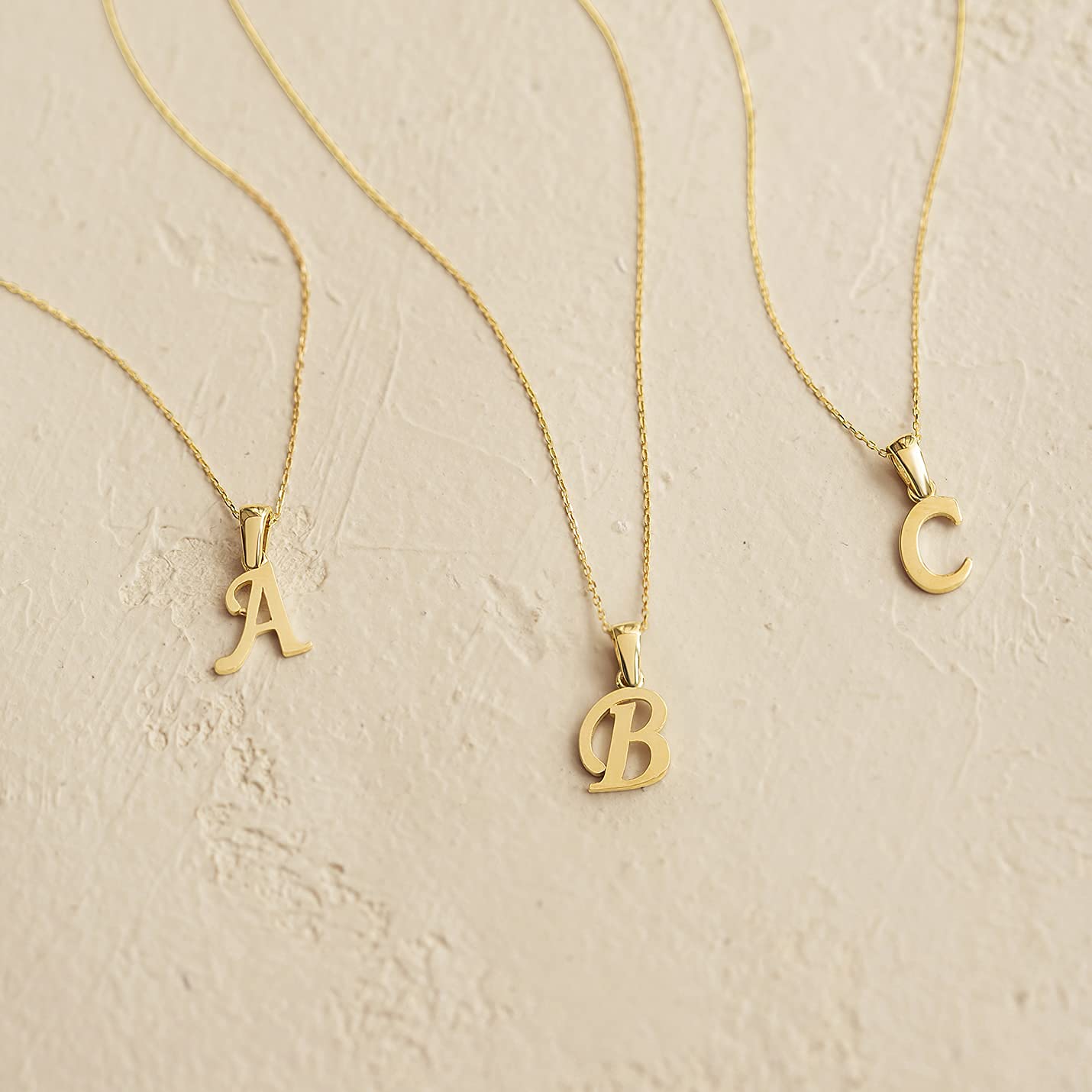 14K Solid Gold Custom Initial Necklace for Women - Personalized A-Z Letter Pendant, 18