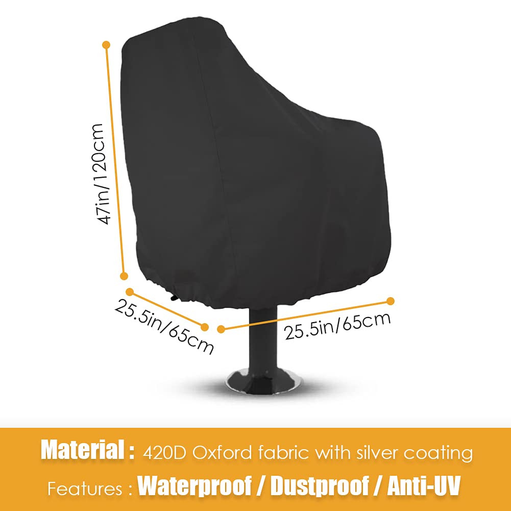 **Waterproof Boat Seat Cover - Heavy Duty 420D Marine-Grade Fabric - Outdoor Captain's Chair & Bench Seat Protector (Black, 1 Pack) | Ideal for Boating, Fishing & Outdoor Adventures**