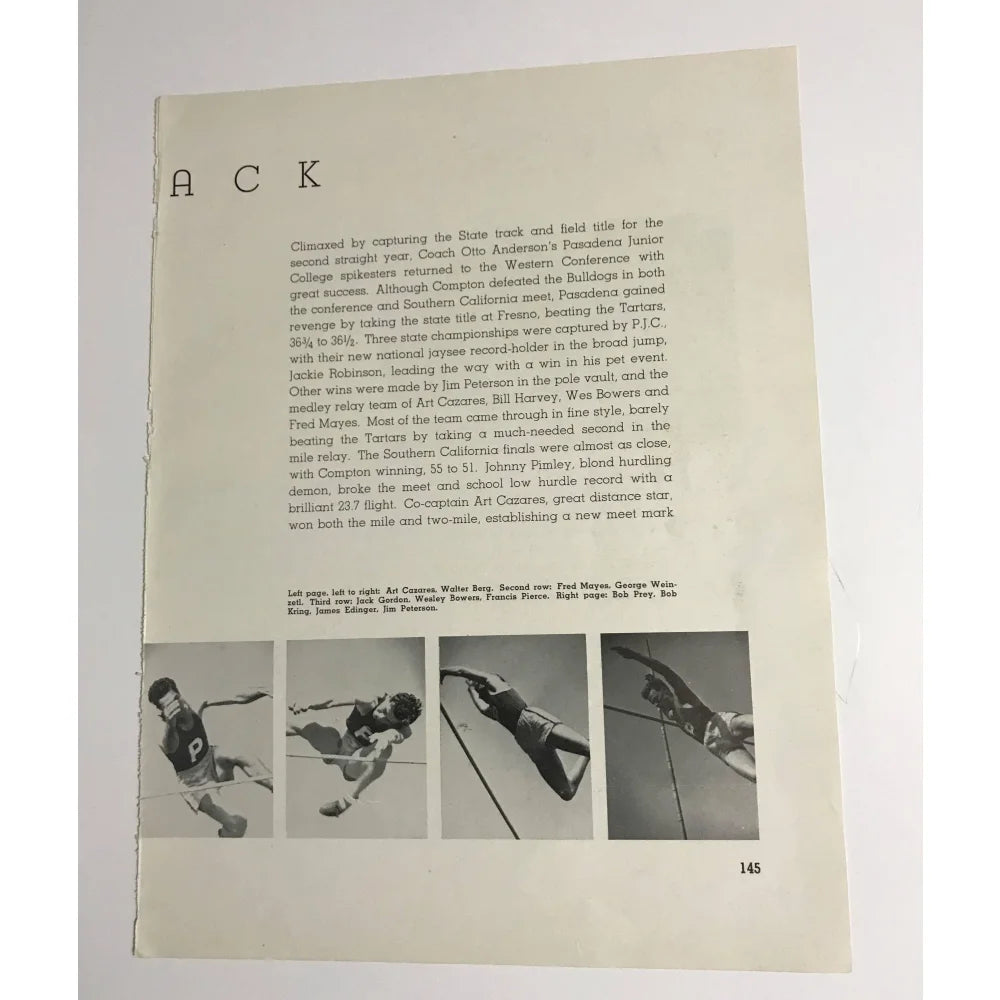 Authentic Jackie Robinson Signed Track & Field Yearbook Page with JSA COA - Rare Pre-Dodgers Baseball Memorabilia - Perfect for Sports Collectors & History Enthusiasts