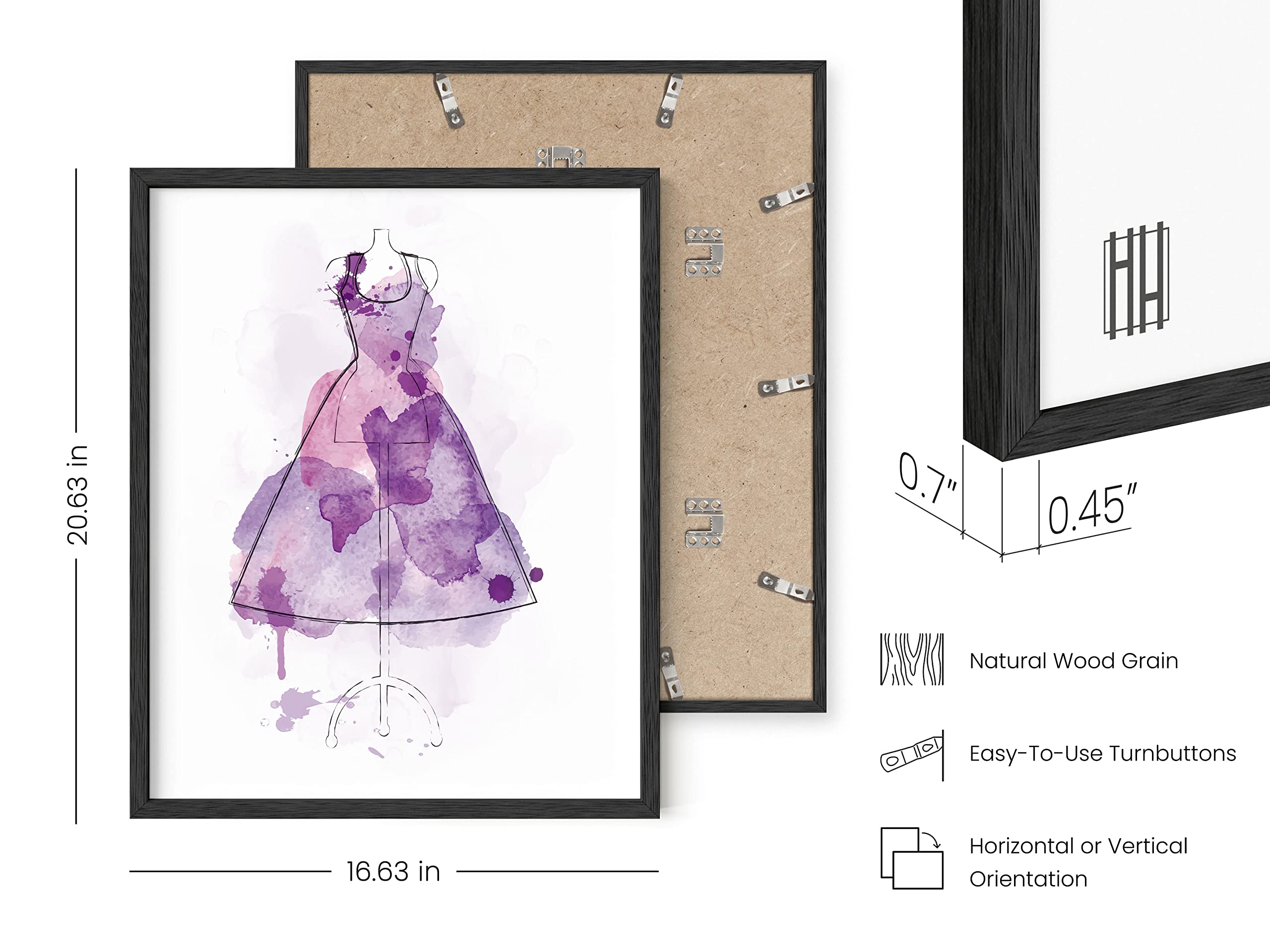 HAUS AND HUES Fashion Wall Art Set of 3 - Purple Wall Decor for Bedroom, Designer Wall Art, Glam Wall Posters with Black Frame (16x20) - Perfect for Home Decor, Living Room, Office & Gift Giving
