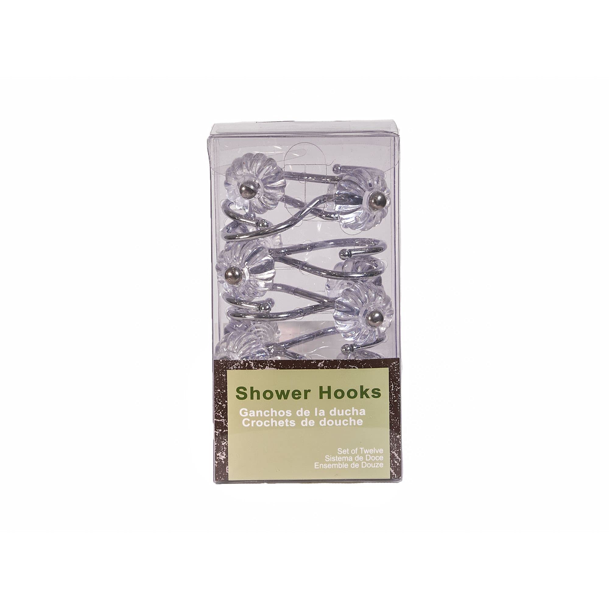 Elegant Home Fashions Shower Curtain Hooks - 12 Pack Chrome-Plated Metal Hooks for Bathroom, Shower, and Closet Organization - Rust-Resistant & Durable for Daily Use
