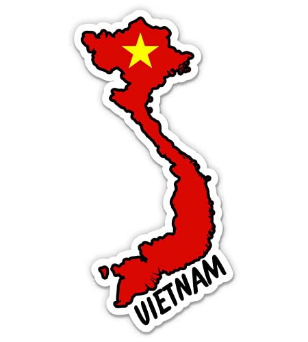 Vietnam Map with Flag Vinyl Sticker Decal - 3 Inch Waterproof Decals for Phone, Laptop, Water Bottle - Perfect for Travel Enthusiasts & Country Pride Decor
