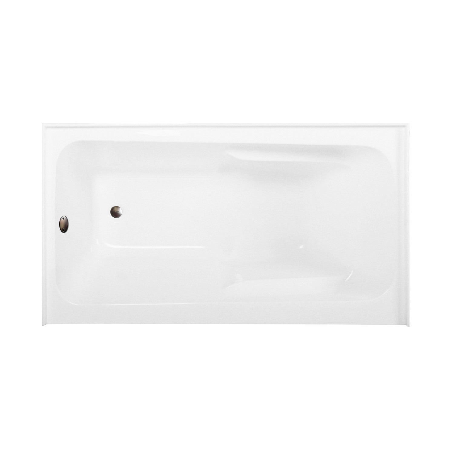 Aqua Eden 54 Inch Acrylic Rectangular 3 Wall Alcove Bathtub Combo with Armrests | Left Hand Drain | Glossy White/Oil Rubbed Bronze | Waste & Overflow Drain | Perfect for Modern Bathroom Renovations & Spa-Like Retreats