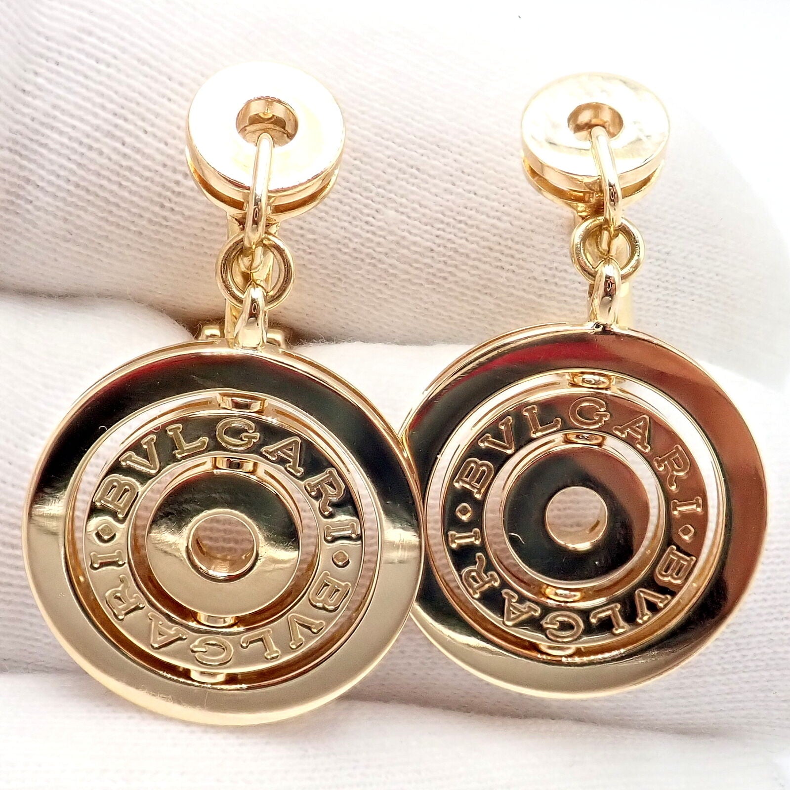 Authentic Bulgari Bvlgari 18k Yellow Gold Three Circle Earrings - Luxury Italian Jewelry for Women, Perfect for Parties, Weddings & Special Occasions