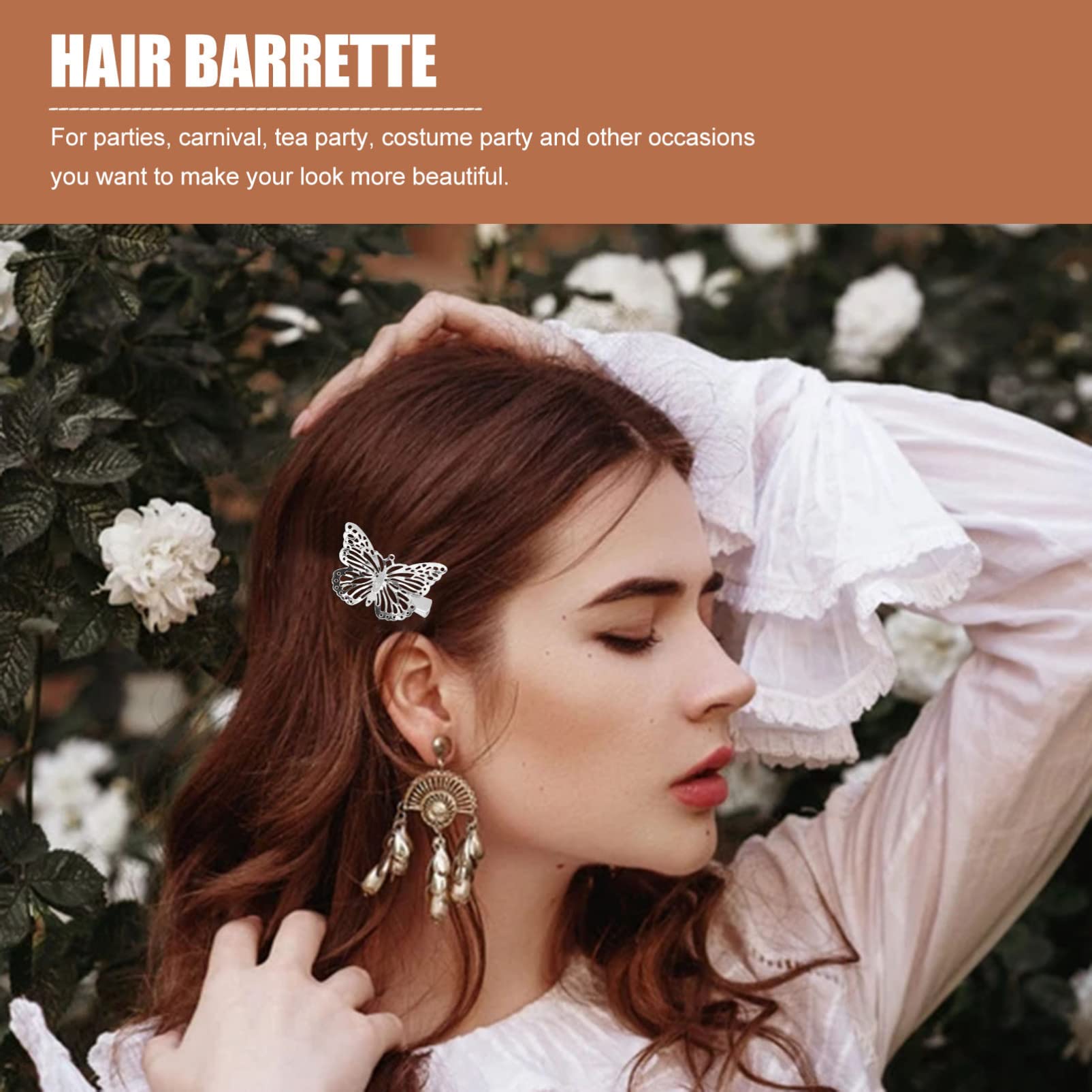 10pcs Silver Plated Butterfly Hair Clips for Women - 3D Alligator Hairpins, Barrettes & Tiara Accessories for Girls, Wedding, Bride & Party Decoration - Perfect for Everyday Wear, Special Occasions & Gift Giving