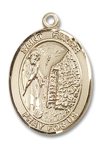 14kt Gold Filled St. Fiacre Catholic Patron Saint Medal Pendant Necklace for Men & Women - Religious Jewelry Gift for Gardening Blessings & Faith Protection
