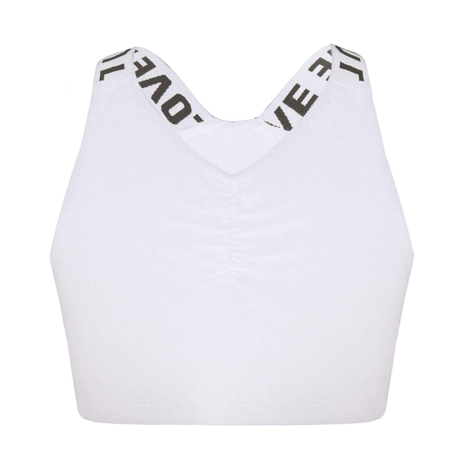 Moily Big Girls Racerback Padded Sports Bra - 2 Pack Workout Crop Top for Gymnastics, Dance, Yoga & Athletic Activities | Breathable Support for Teens & Active Girls