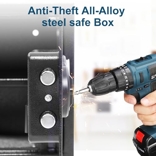 GARVEE 14.9 Inch Steel Security Safe Box with Digital Keypad Lock, Fireproof & Waterproof, Heavy Duty Bolt Down Kit for Home, Office, Jewelry & Cash Protection