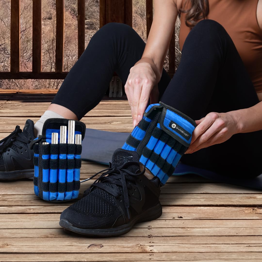 Adjustable Ankle Weights Set of 2 - 1-5lbs Each for Strength Training, Fitness & Home Workouts - Comfortable Wrist & Ankle Weights with Metal Sticks for Women & Men - Perfect for Walking, Running, Yoga & Pilates
