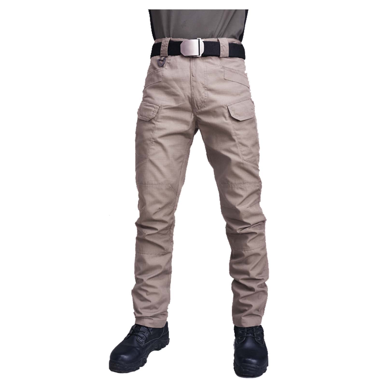 2022 QINGYY Men's Tactical Waterproof Cargo Pants - Military Work Combat Hiking Trousers for Outdoor Activities (Khaki, Medium) - Perfect for Camping, Hiking & Tactical Operations