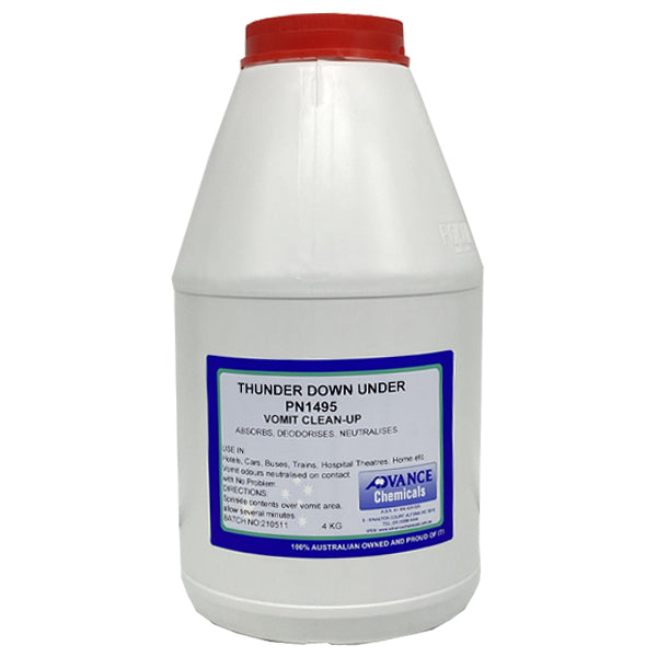 Advance Chemicals Thunder Down Under Vomit Cleaner 4Kg - Powerful Stain & Odor Remover for Carpets, Upholstery & Hard Surfaces - Ideal for Homes, Schools & Healthcare Facilities