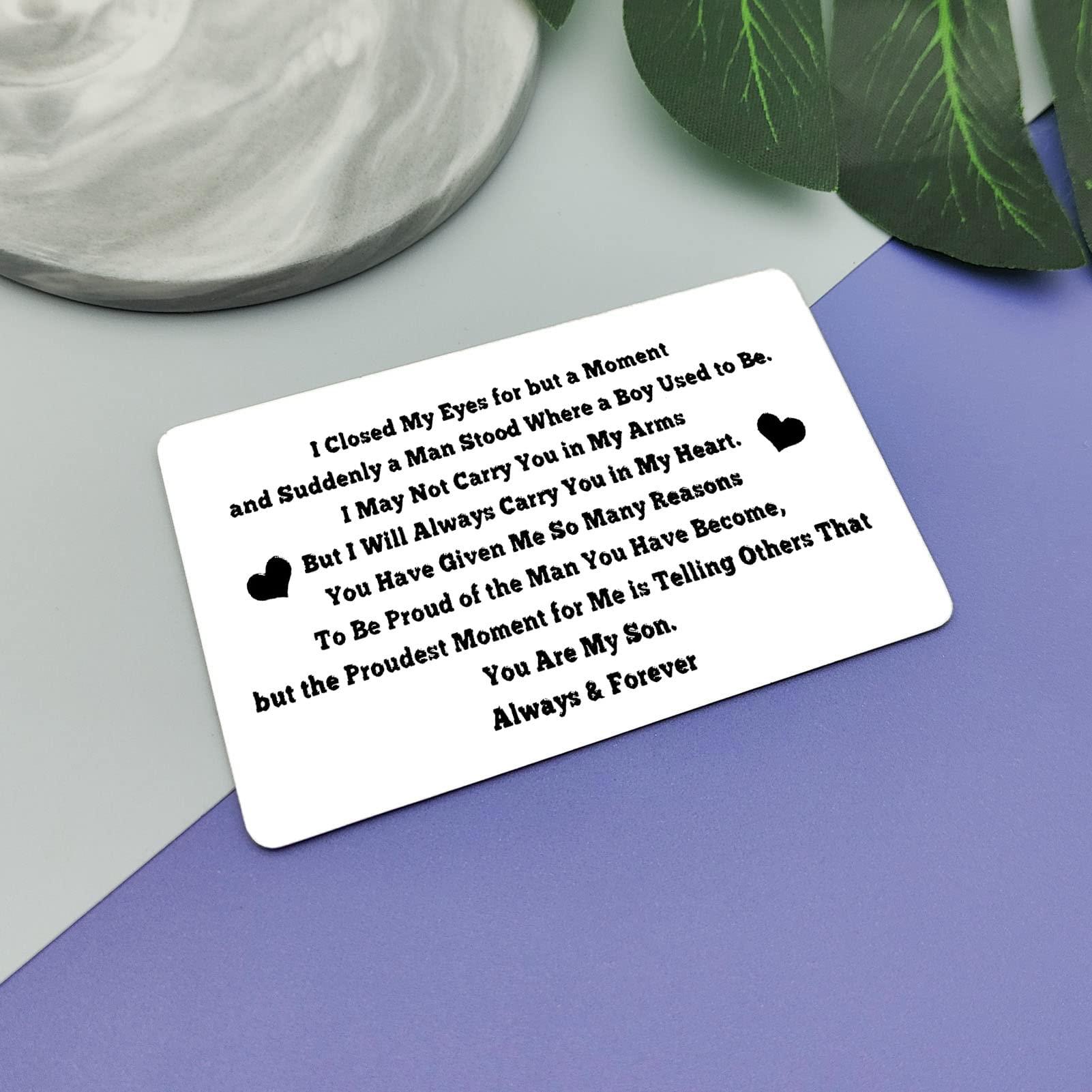 Personalized Engraved Metal Wallet Insert Card - Inspirational Gift from Mom to Son for Birthday, Graduation, Wedding & Christmas | Encouragement Keepsake for Special Occasions | Perfect for Daily Use, Travel & Sentimental Moments