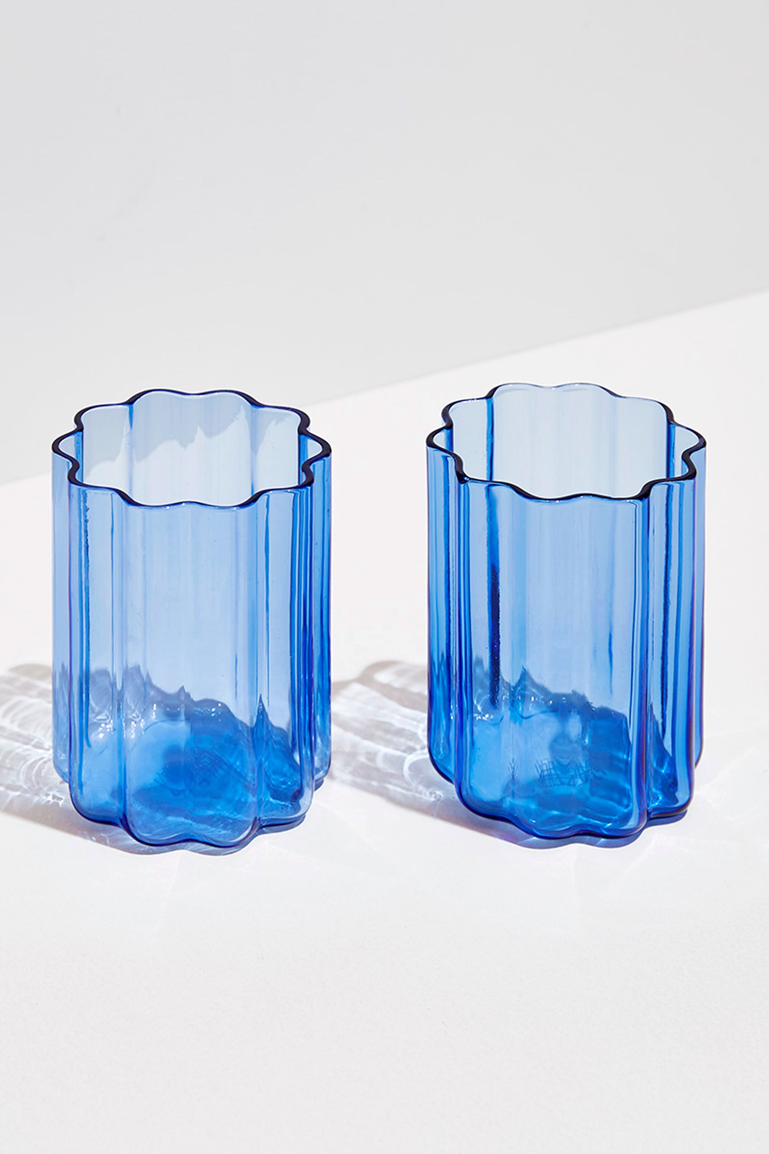 Blue Wave Glasses Set of 2 - Stylish & Durable Drinking Glasses for Cocktails, Juice & Iced Coffee - Perfect for Home Bar, Parties & Outdoor Gatherings