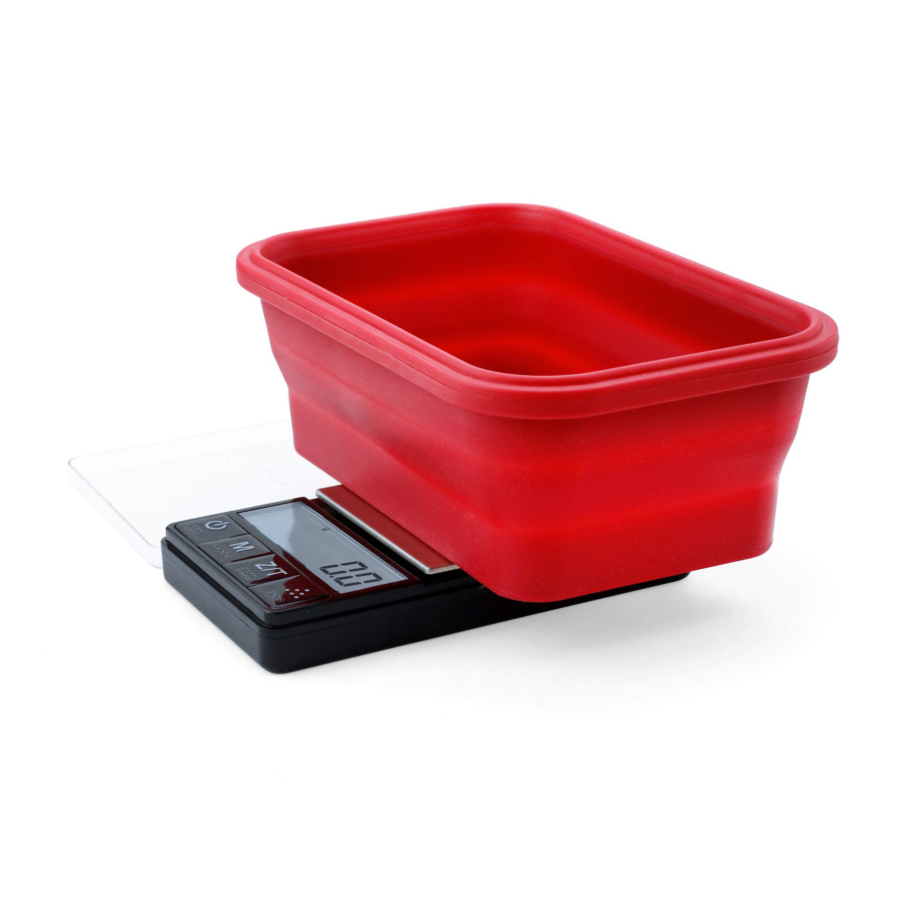**Crimson Digital Mini Scale 1000g x 0.1g (Red/Black) - Precision Kitchen & Travel Scale with Bowl - Portable Food Scale for Meal Prep, Baking, Coffee, Jewelry & Postal Weighing**