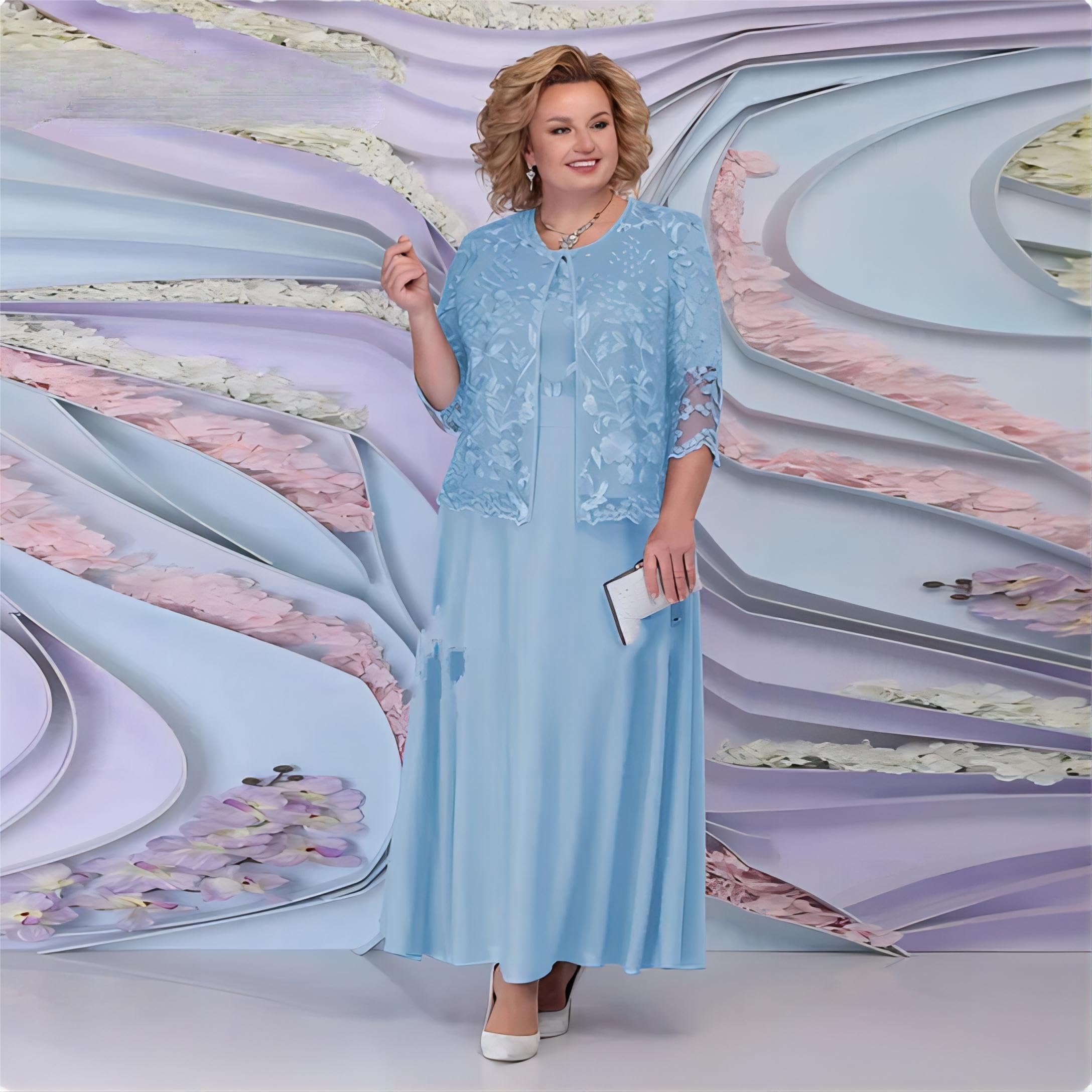 Elegant Plus Size Lace Mother of the Bride Dress with Jacket - Formal Wedding Guest Gown for Women - Perfect for Weddings, Receptions & Special Occasions