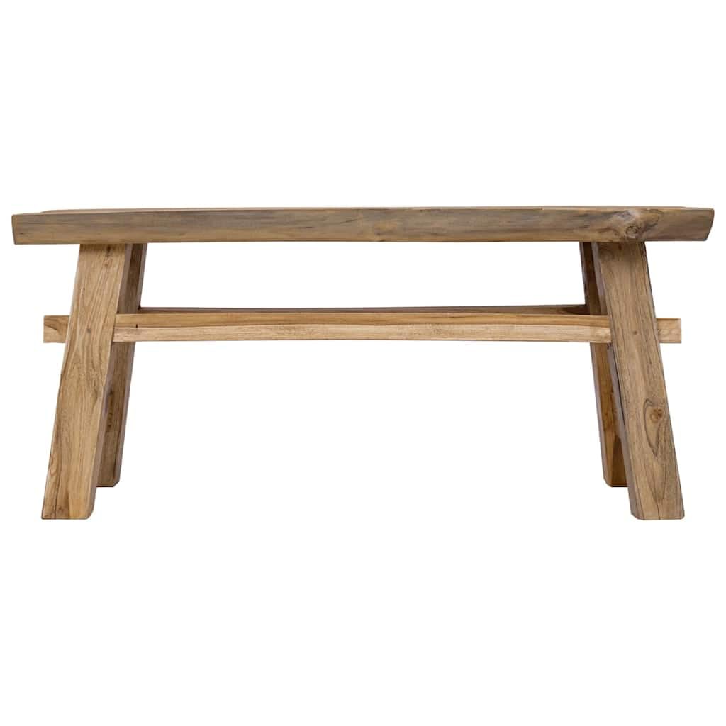 Handmade Rustic Farmhouse Storage Bench with Mixed Recycled Wood and Solid Teak - 39.4