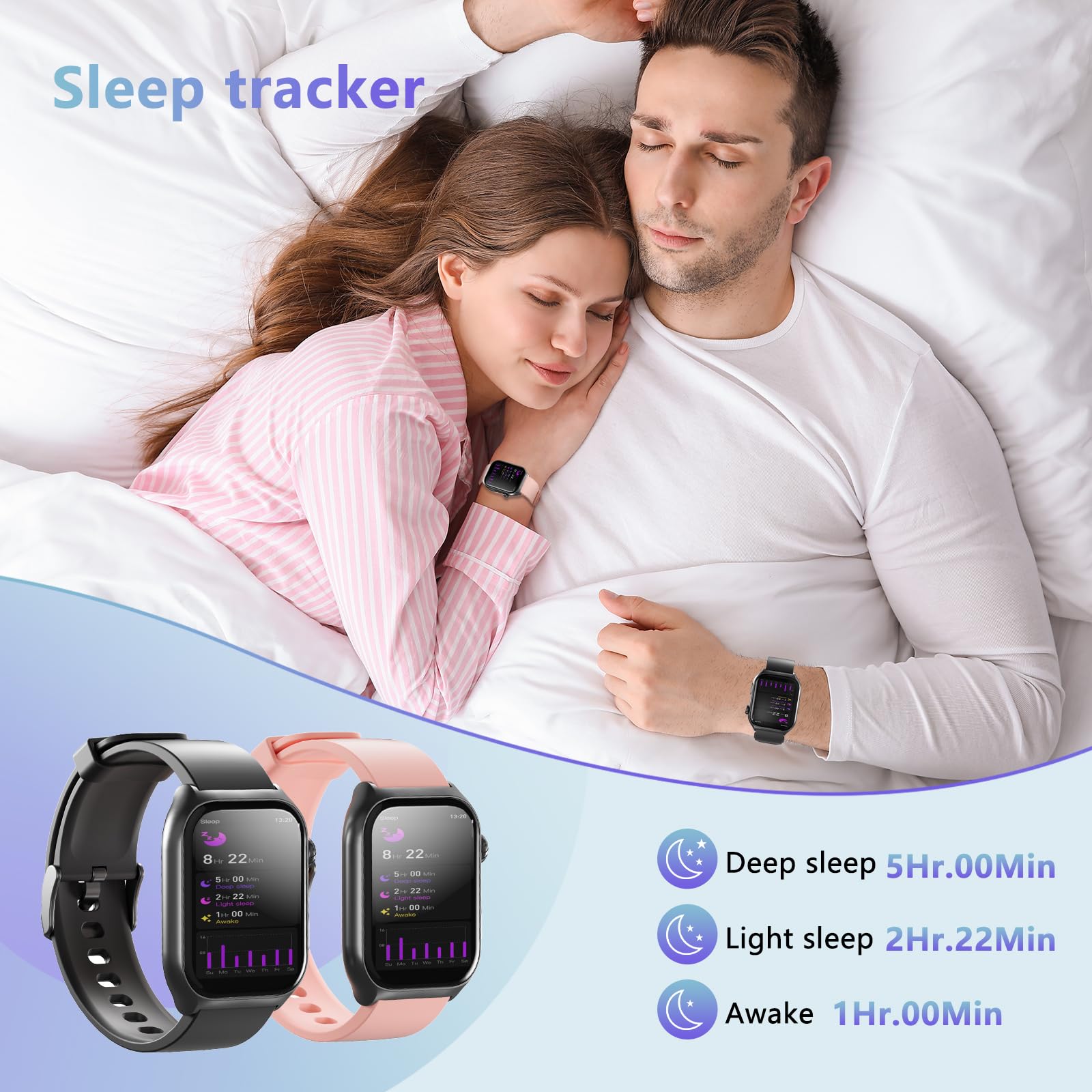 YMS Android Smart Watch for Women - Bluetooth Call, Fitness Tracker with Heart Rate Monitor, Sleep & Step Counter, 100+ Sports Modes, 2.0