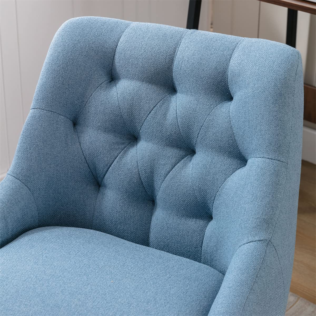 TRIPLE TREE Swivel Office Chair - Adjustable Height Ergonomic Desk Chair with Wheels, Tufted Curved Back Support for Home Office, Gaming & Study - Comfortable Task Chair for Work, Online Classes & Video Conferencing (Blue)