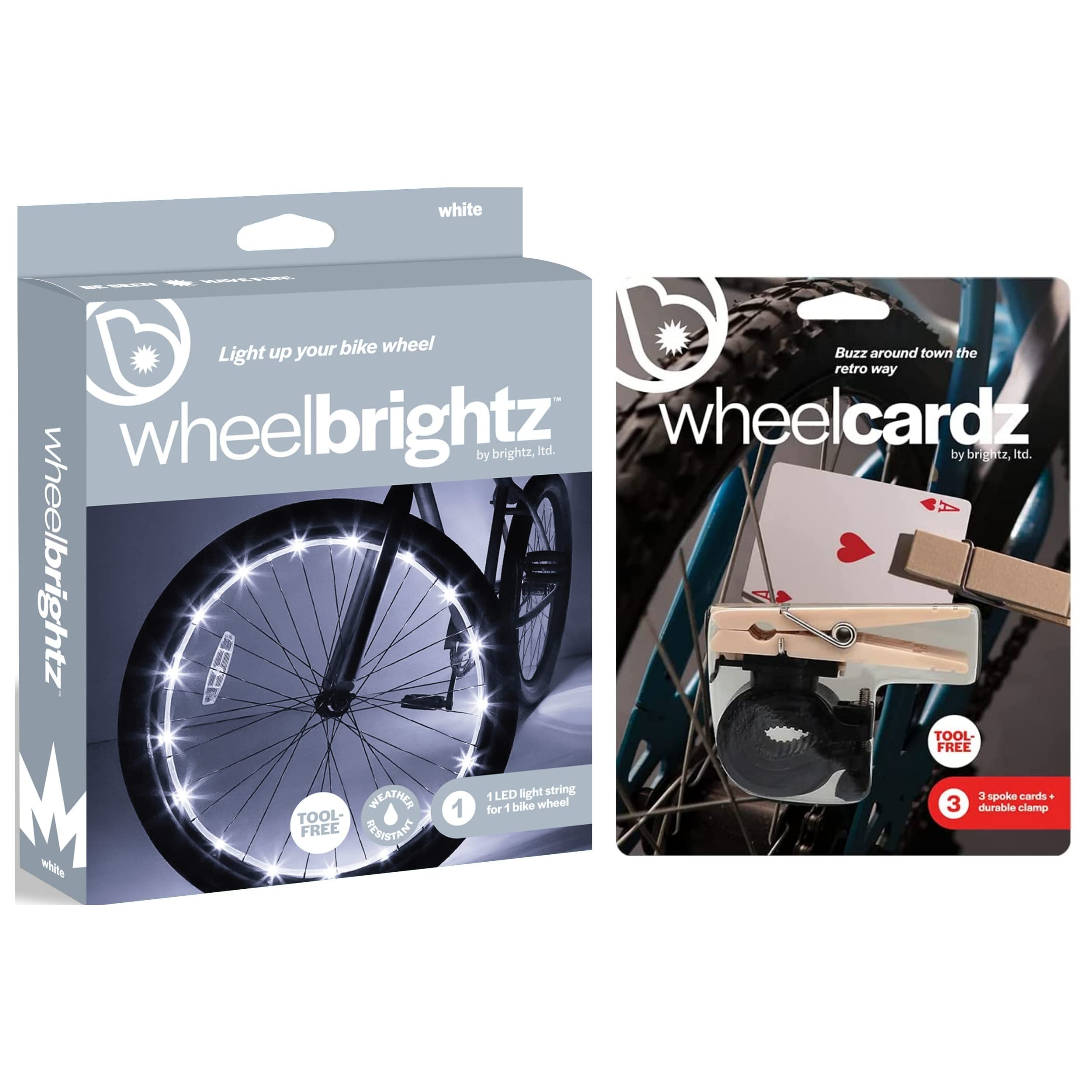 Brightz LED Bike Wheel Lights & Spoke Noise Maker Combo - Pack of 2 for Bicycle Safety & Fun - Perfect for Night Riding, Cycling Events & Kids Bikes