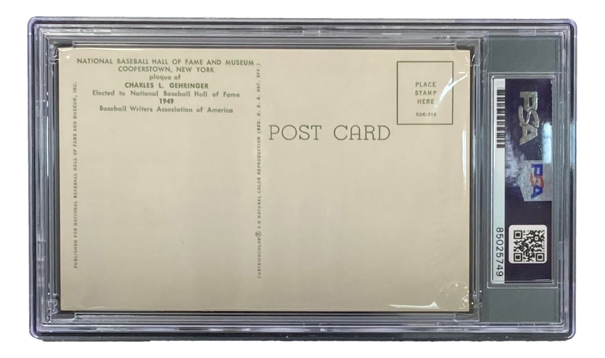 Charlie Gehringer Autographed 4x6 Detroit Tigers Hall of Fame Plaque Card with PSA/DNA Certification #85025749 - Perfect for Baseball Memorabilia Collectors and Tigers Fans Display