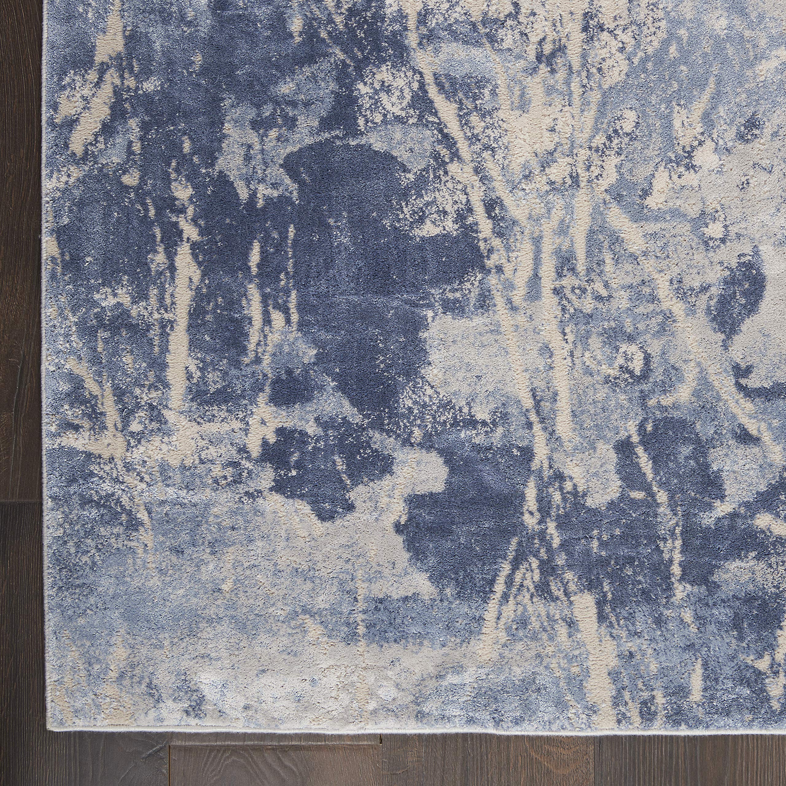Nourison Sleek Textures Abstract Blue/Cream 3'11