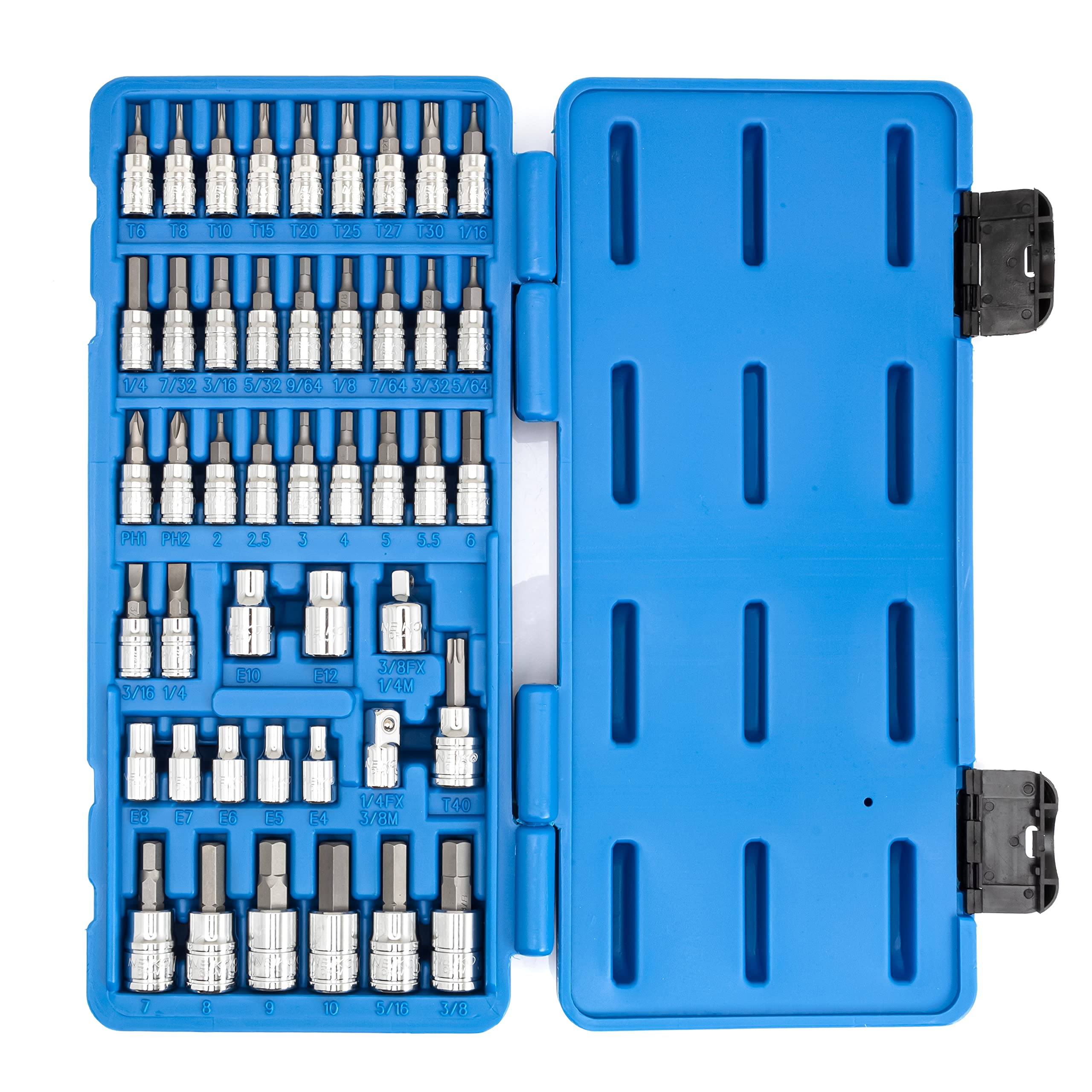 NEIKO 01145A 45-Piece Master Combination Bit Socket Set - SAE & Metric (1/4