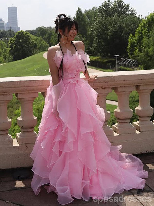 Elegant Pink A-Line Long Prom Dress for Women - Formal Evening Gown for Party, Homecoming, Wedding Guest | Style 13865