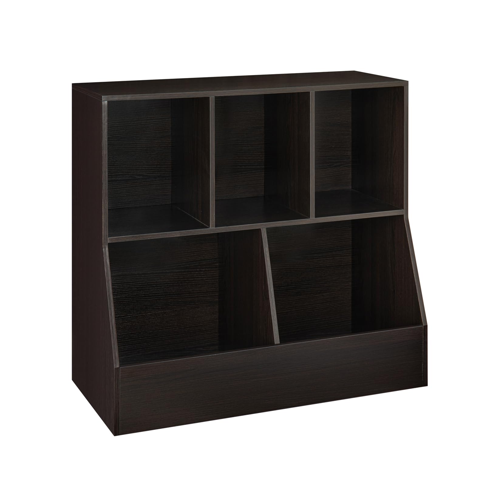 DINZI LVJ 5-Cubby Wooden Toy Storage Organizer & Kids Bookshelf - Espresso Finish, 31.5
