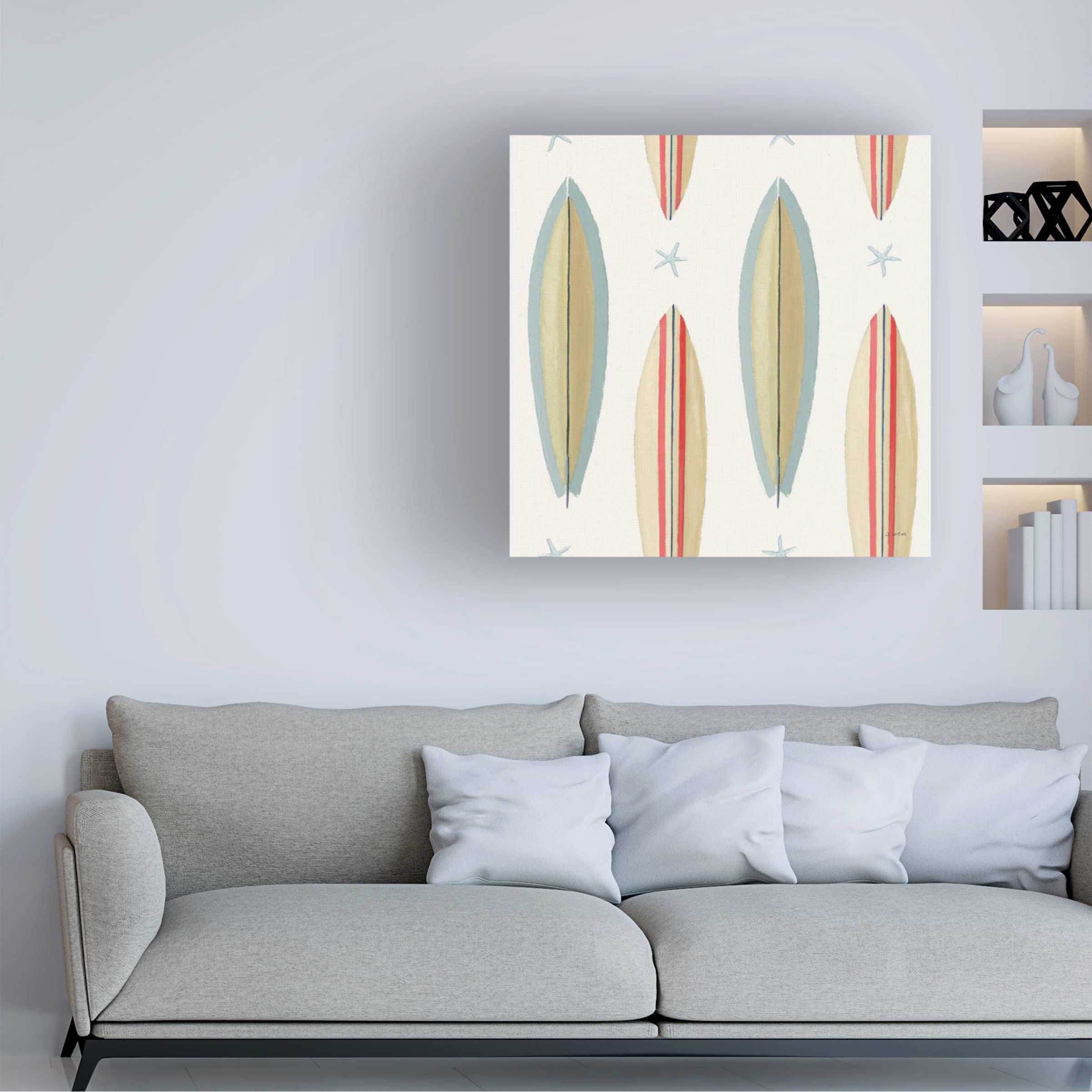 James Wiens 'Beach Time Pattern IV' Canvas Wall Art - Coastal Decor for Living Room, Bedroom & Office - Handmade Canvas Painting for Beach House & Nautical Theme Interiors