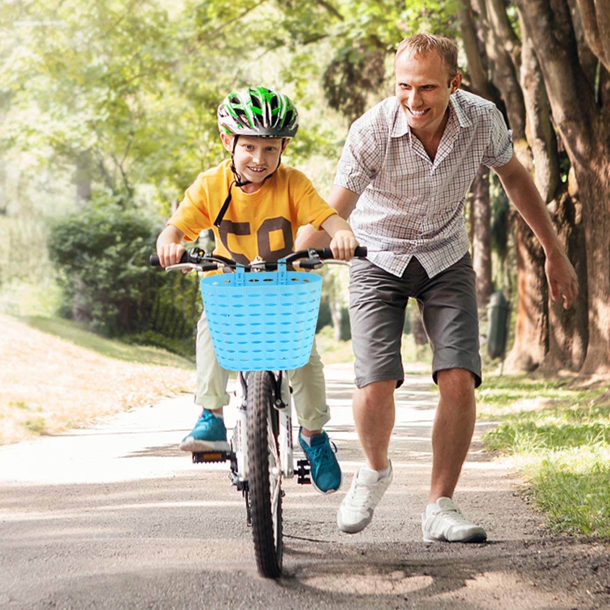 Garneck Kids Bike Basket - Front Handlebar Basket for Children's Bicycles, Small & Lightweight, DIY Gift Set (Orange) - Perfect for School Commutes, Picnics & Outdoor Adventures