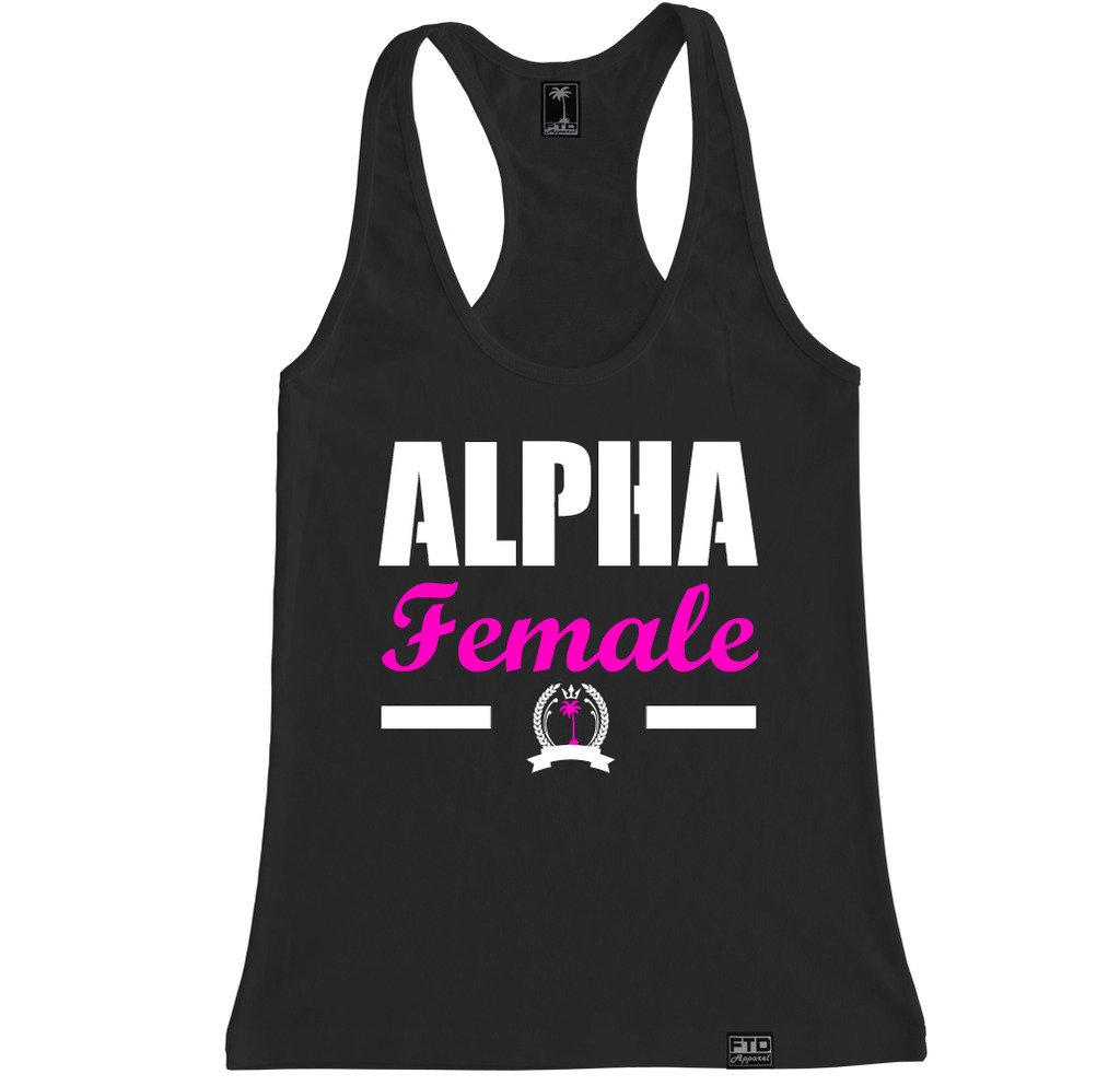FTD Apparel Women's Alpha Female Racerback Tank Top - Workout, Gym & Yoga T-Shirt for Women - Comfortable & Breathable Athletic Top for Fitness & Running
