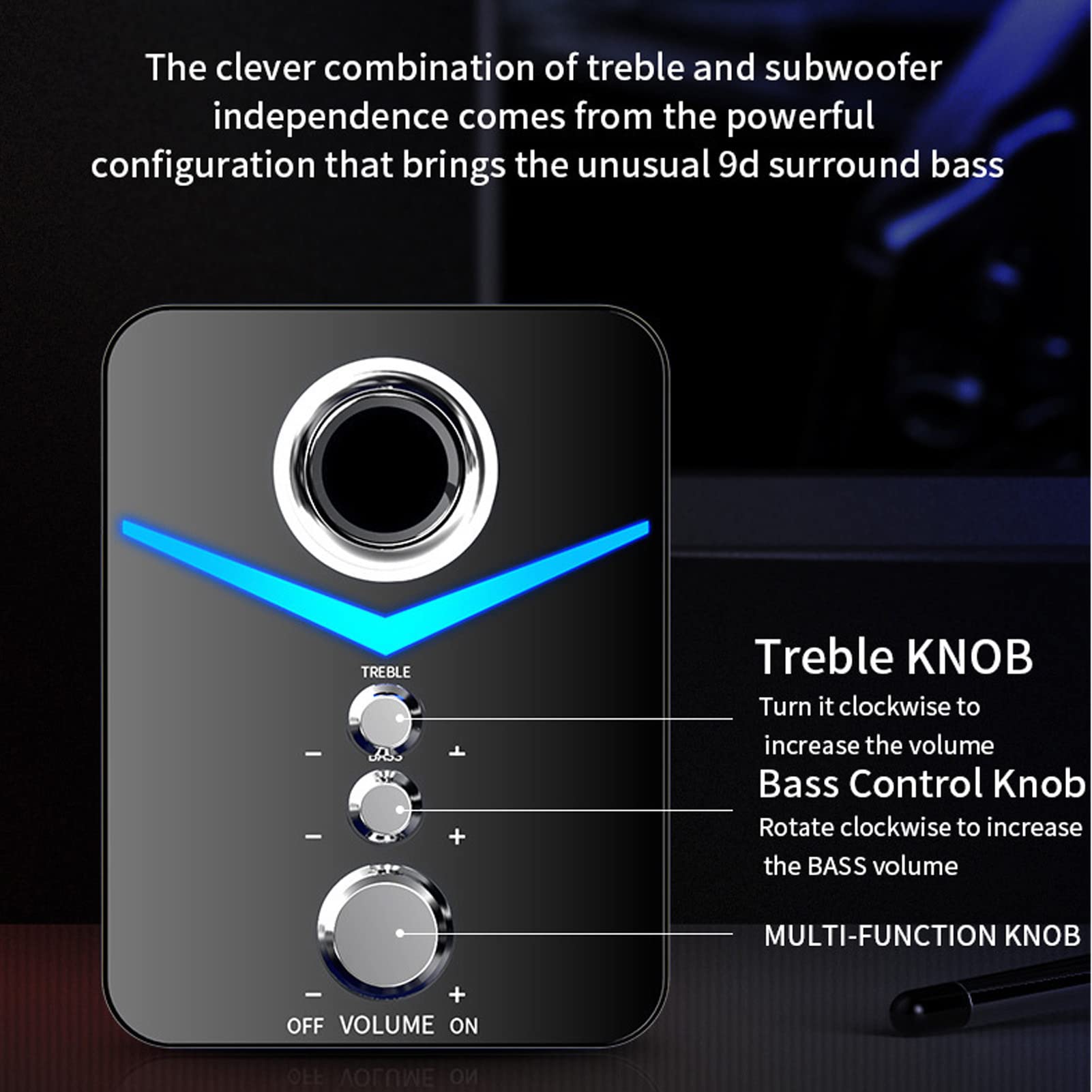 Premium 2.1 Channel Bluetooth Computer Speaker with Deep Bass - Mini Desktop Speaker for PC, Laptop & Phone - 3W LED Wired Speakers (Black LR063682) - Perfect for Home Office, Wedding Parties & Gaming Setups
