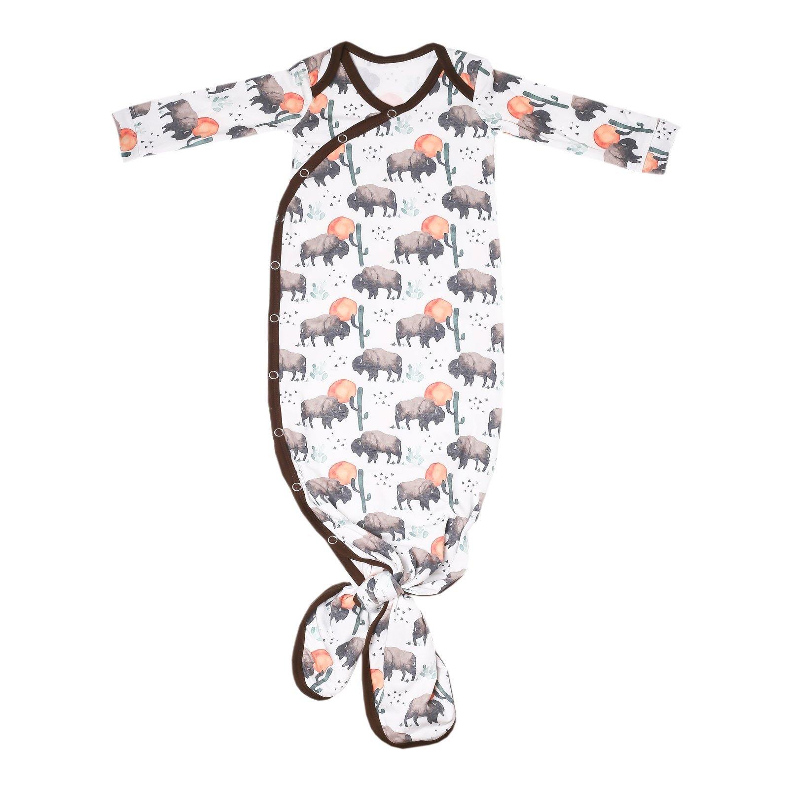 Soft Newborn Knotted Gown - Organic Cotton Baby Sleepwear for Boys & Girls - Perfect for Hospital, Photo Shoots & First Outfits