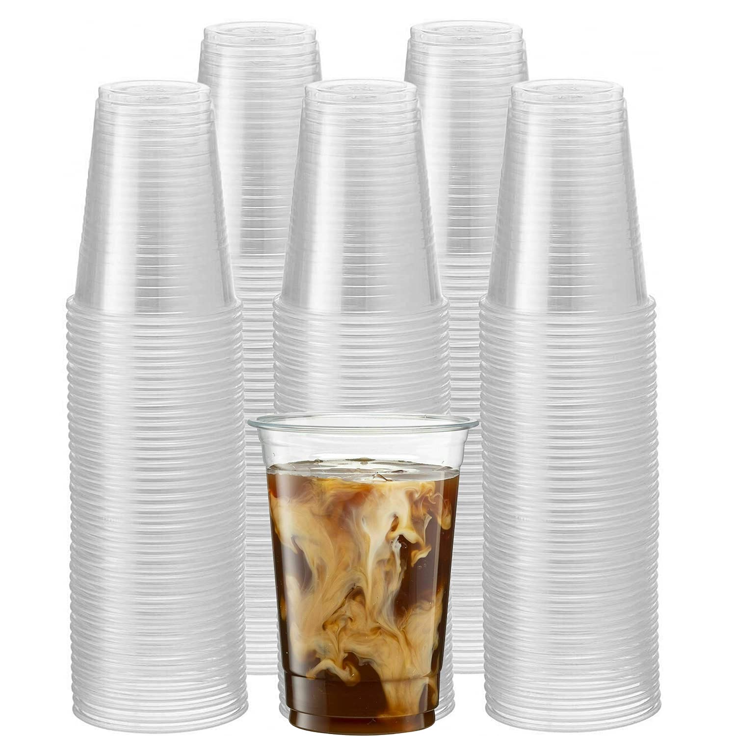 16 Oz Clear Disposable Plastic Cups - 250 Pack of PET Crystal Cups for Parties, Weddings, BBQs & Social Events - Perfect for Beverages, Cocktails, Smoothies & Cold Drinks
