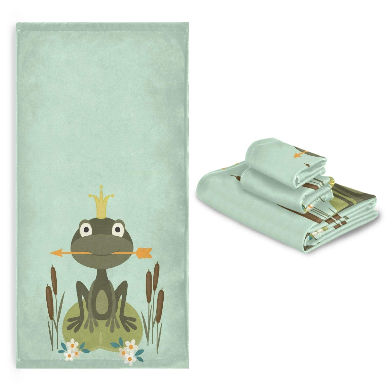Premium Frog-Themed Bath Towel Set - 3-Piece Luxury Bath, Hand Towel & Washcloth - Ultra Soft for Bathroom, Hotel, Gym, Yoga & Spa - Perfect for Home Decor, Gifts & Relaxation
