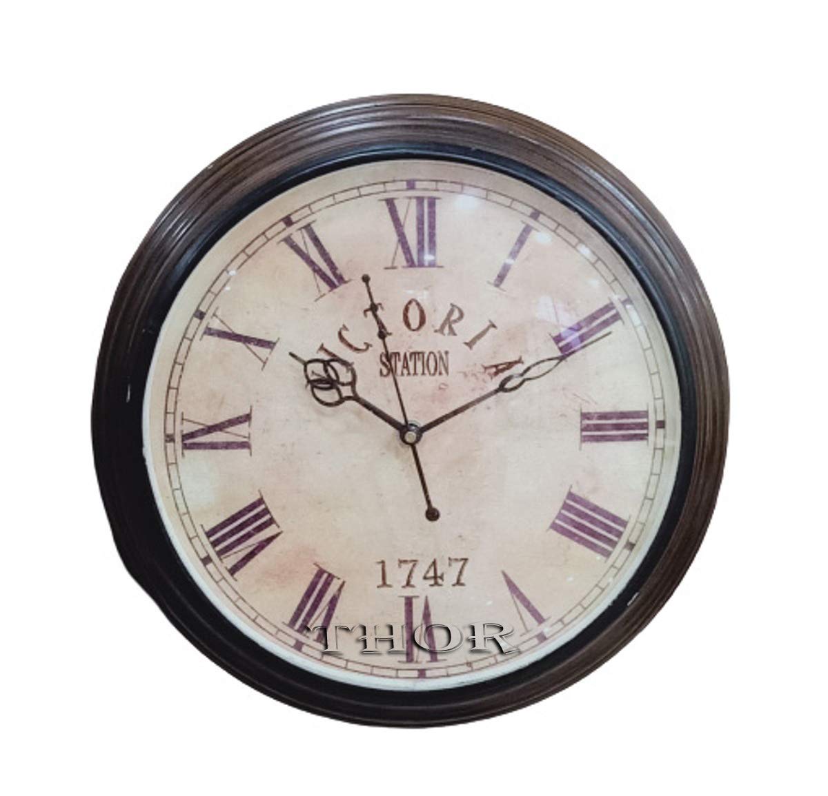 Vintage Wooden Wall Clock - Nautical Home Decor for Living Room & Bedroom