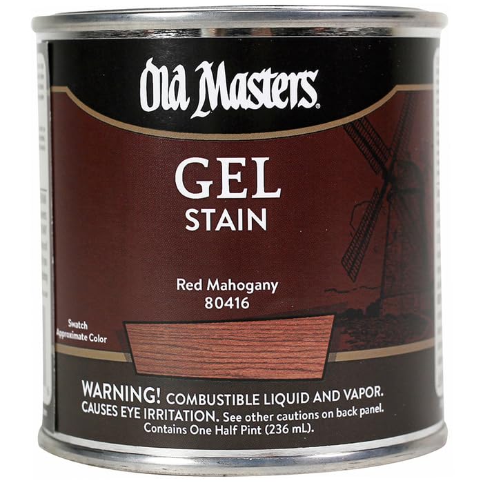 Gel Stain Red Mahogany 0.5 Pint - Premium Wood Stain for Furniture, Cabinets & DIY Projects - Easy Application & Long-Lasting Finish