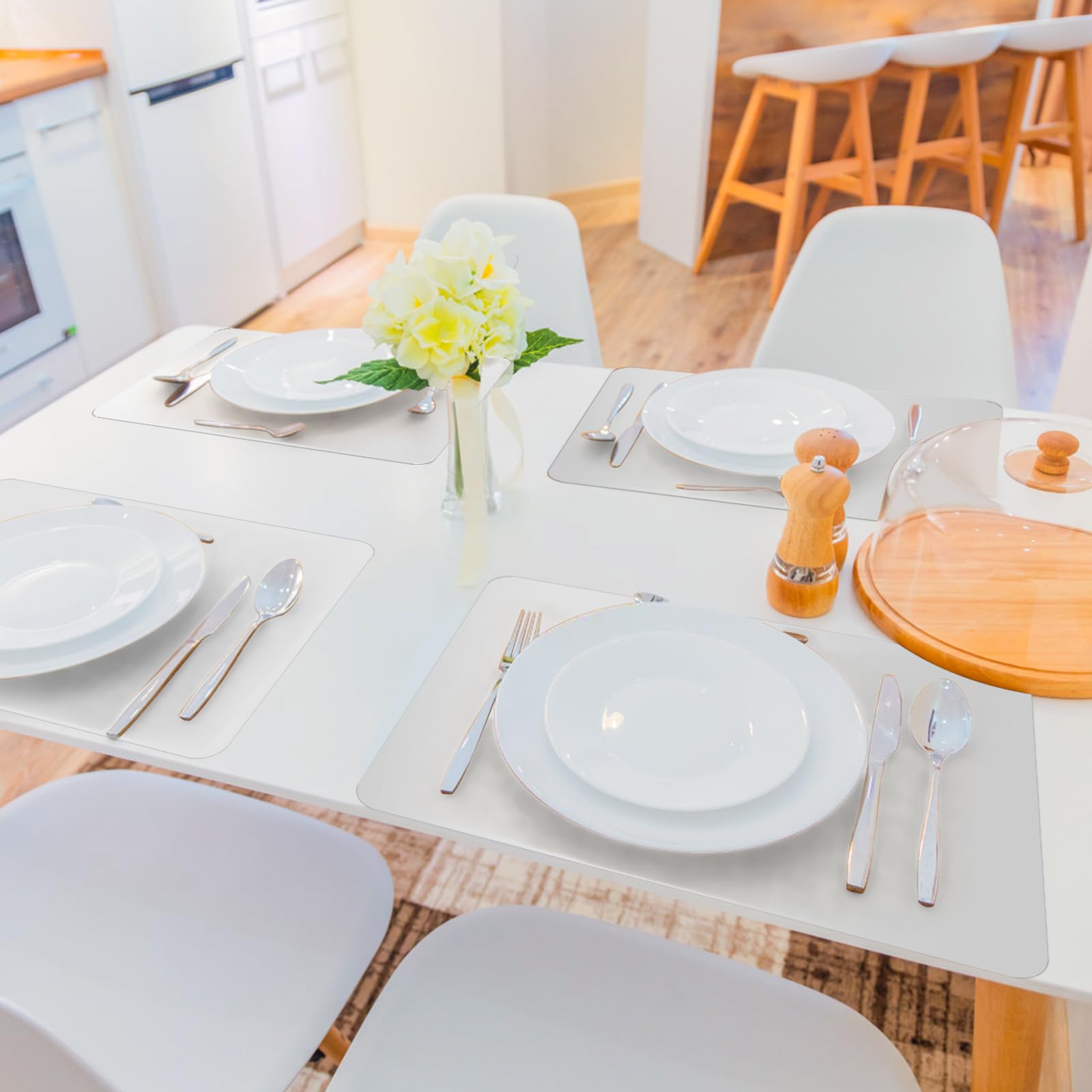 Fasmov 36 Pack Clear Plastic Placemats - Heat Resistant Table Mats for Dining Room, Kitchen & Office (15.7 x 11.8 Inch) - Perfect for Daily Meals, Parties & Home Decor