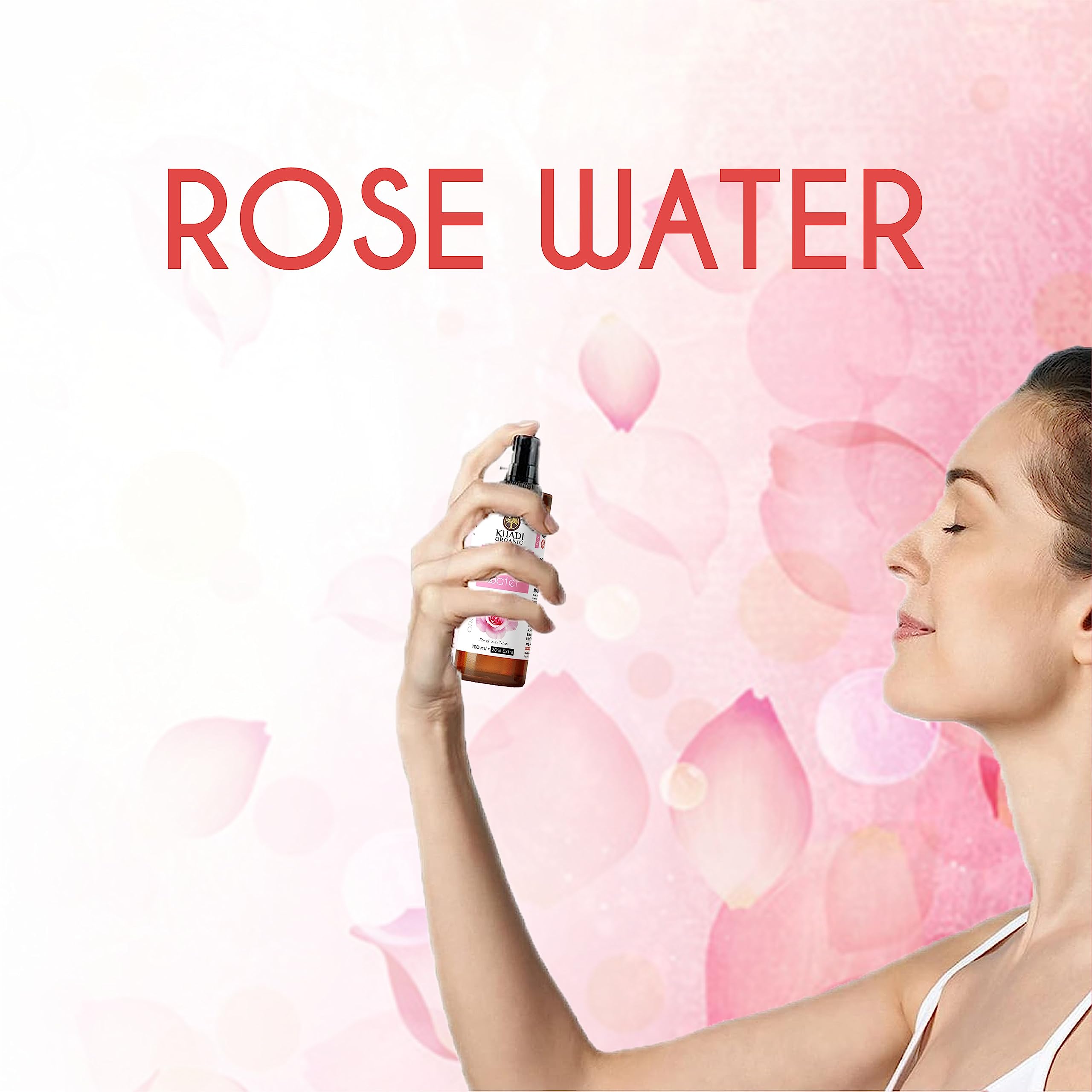 Khadi Organic Rose Water Spray for Face & Skin - 100% Pure Ayurvedic Gulab Jal Rosewater Toner | Steam Distilled in Kannauj | Natural Skin Hydration & Refreshment (120ml) - Perfect for Daily Skincare Routine, Makeup Setting & Summer Cooling Mist