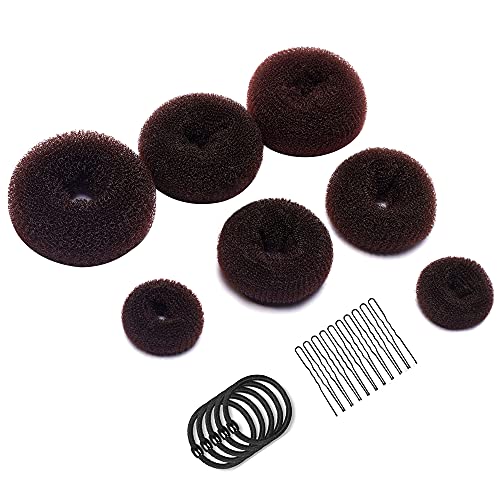 37-Piece Hair Styling Kit Set with Donut Bun Maker & Hair Rings - DIY Magic Twist Styling Accessories for Women & Girls (Brown) | Perfect for Parties, Weddings & Everyday Hairstyles