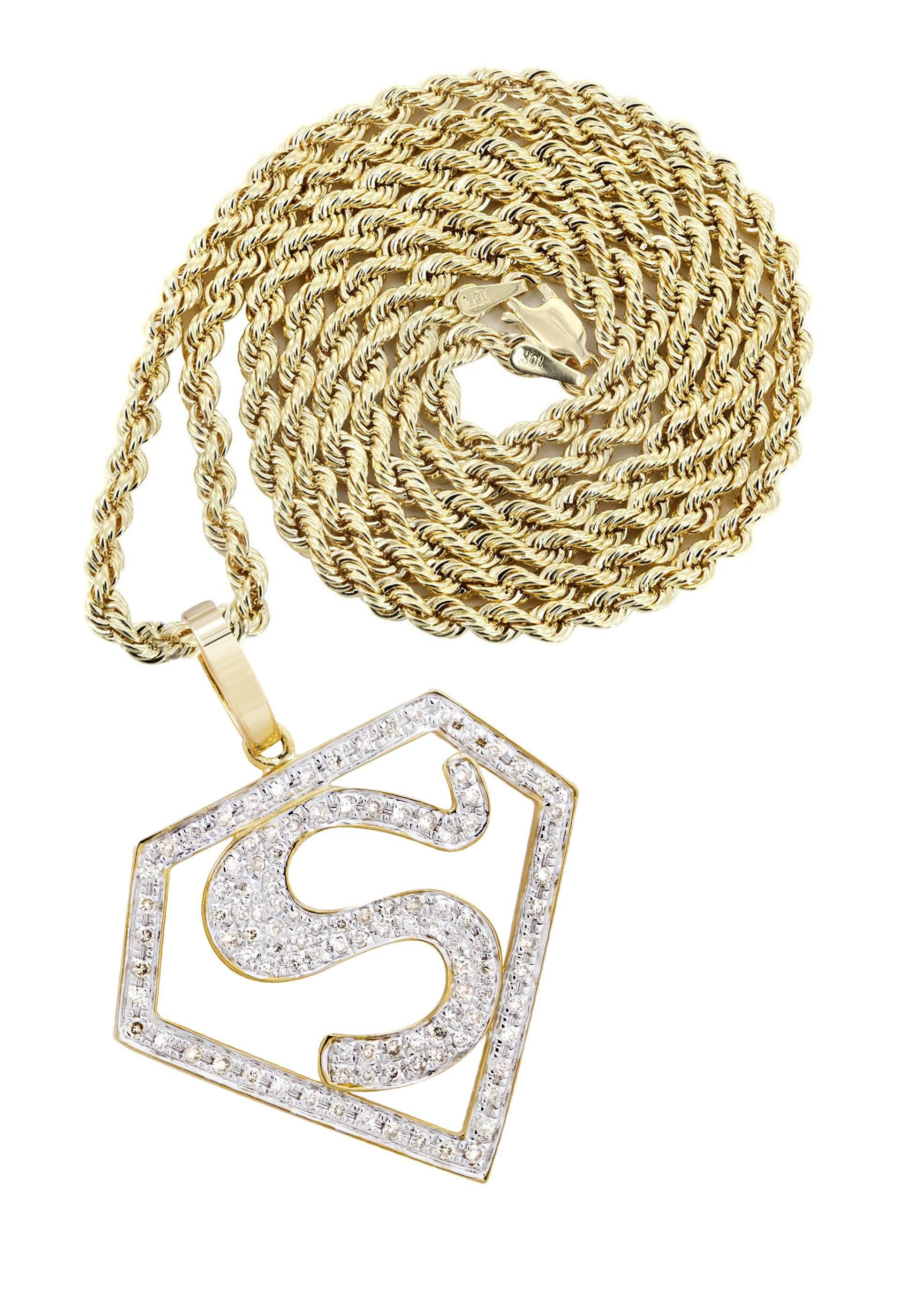 10K Yellow Gold Superman Diamond Pendant Necklace for Men | 0.75 Carat Real Diamond Jewelry Gift for Birthday, Anniversary & Special Occasions | Superhero Fashion Accessory for Daily Wear & Cosplay