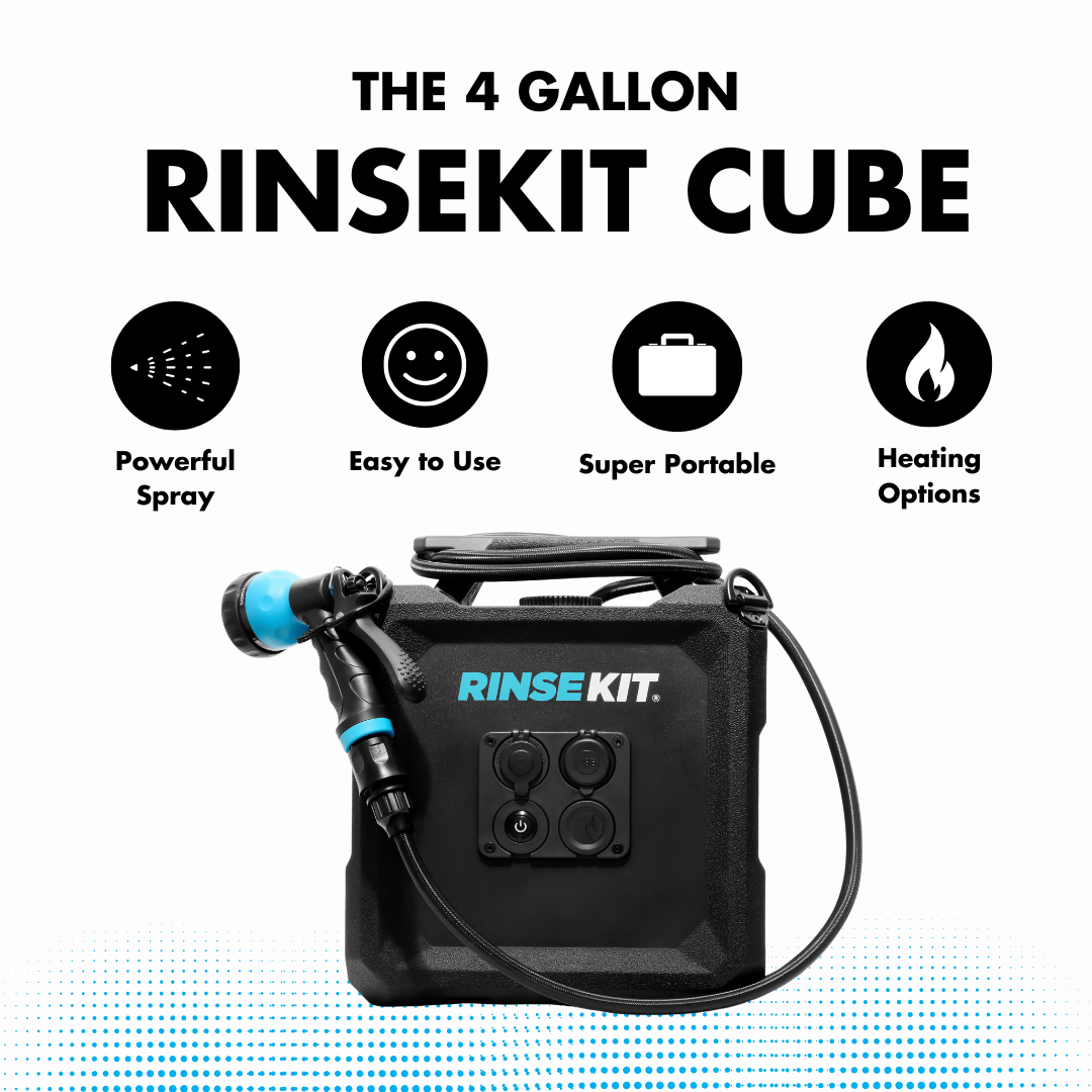 4 Gallon RinseKit Cube Portable Shower - Outdoor Camping, Beach, Hiking & Sports Gear - Compact Water Sprayer for RVs, Boats & Pets