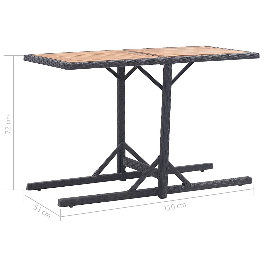 Modern Outdoor Furniture Set - Black Solid Acacia Wood & Poly Rattan Dining Table for Poolside, Porch, Patio, Backyard & Garden | Fast Shipping | Perfect for Outdoor Entertaining & Relaxation