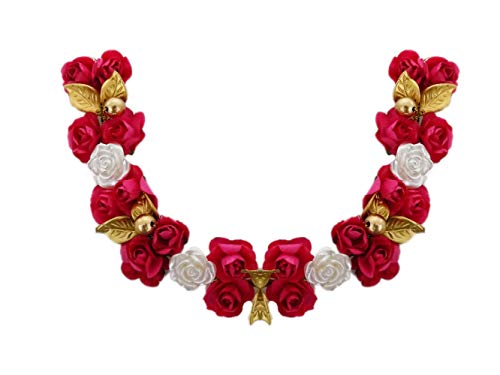 Kabello Artificial Flower Gajra Hair Accessories for Women - Pink Floral Hair Jewelry for Casual Wear & Party Occasions (Pack of 1) - Perfect for Weddings, Festivals & Boho Styling