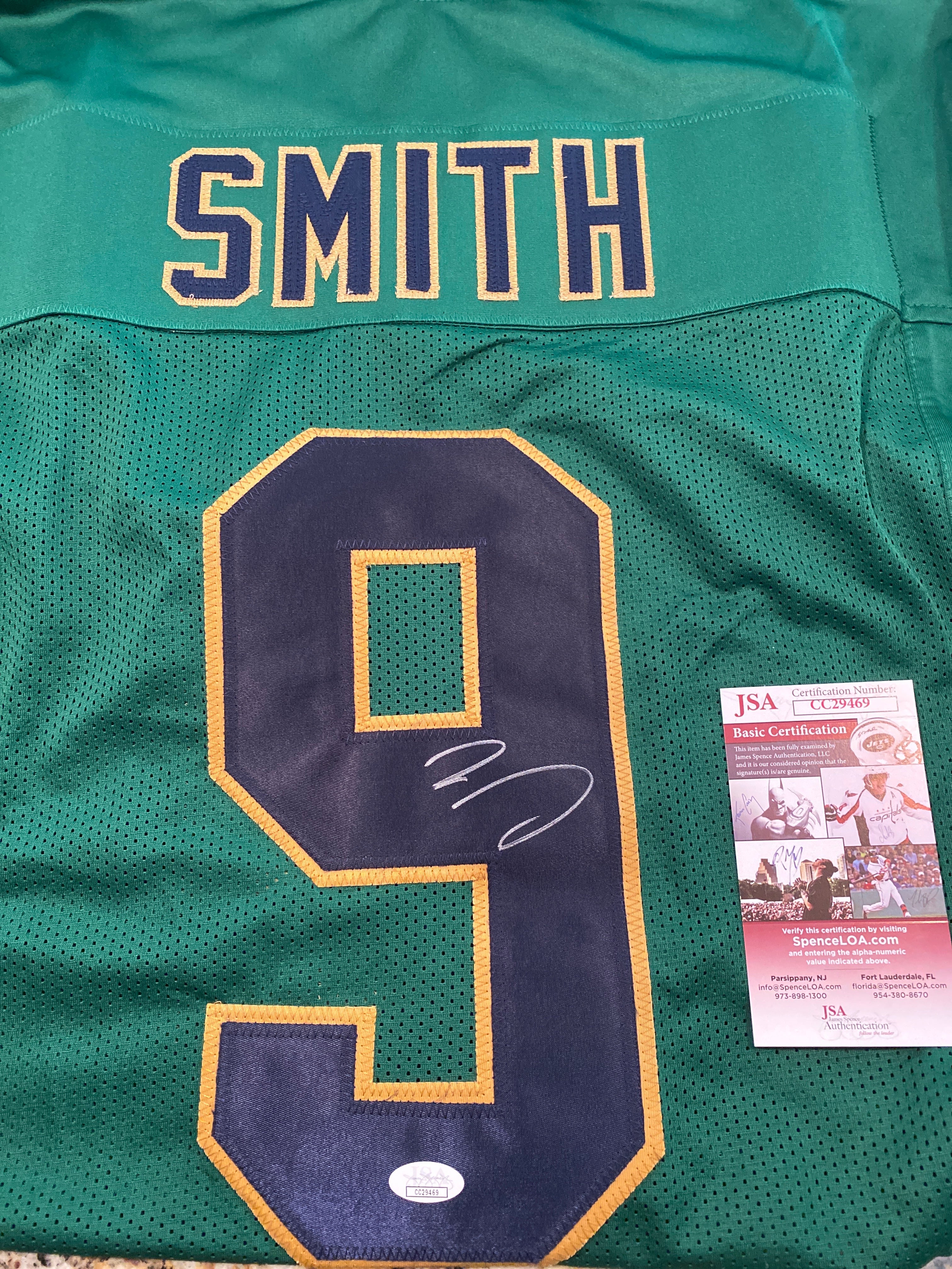 Jaylon Smith Autographed Green Notre Dame Fighting Irish Football Jersey - Authentic Signed Collectible for Fans & Memorabilia Enthusiasts - Perfect for Game Day, Display, or Gift Giving