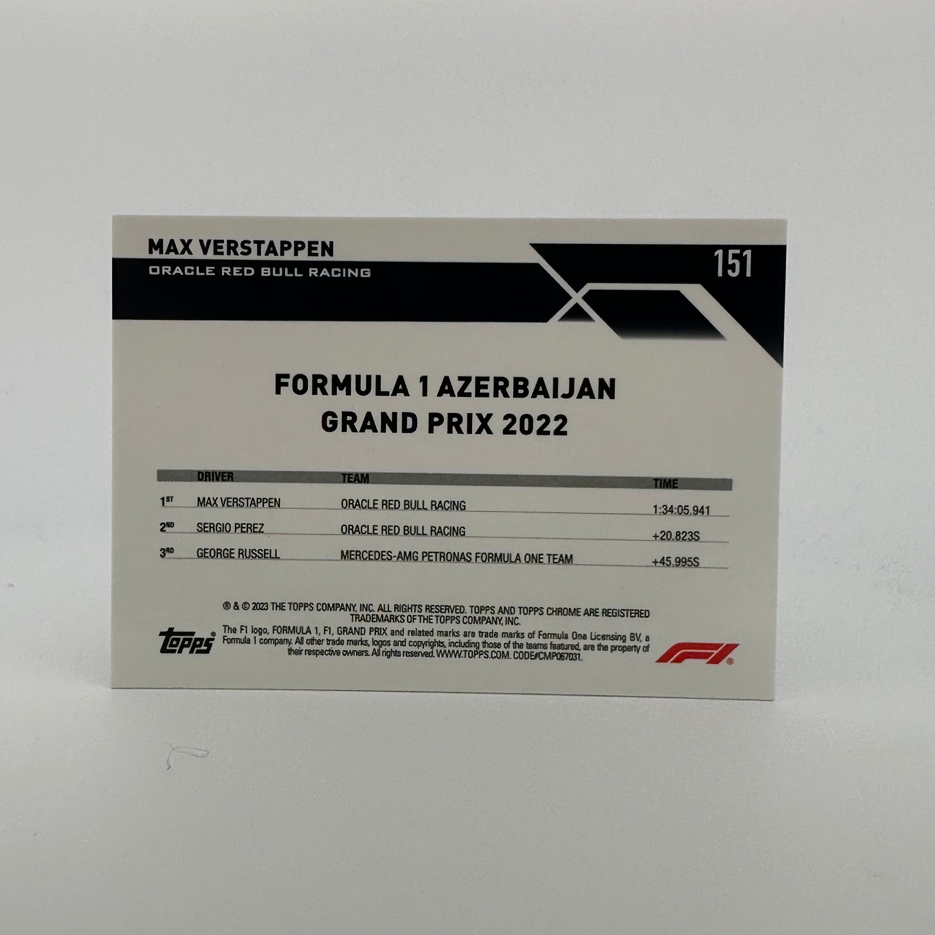 2023 Topps Chrome Sapphire F1 Purple Max Verstappen #151 1/10 Scale Racing Driver Card - Perfect for F1 Collectors, Racing Fans and Sports Memorabilia Enthusiasts