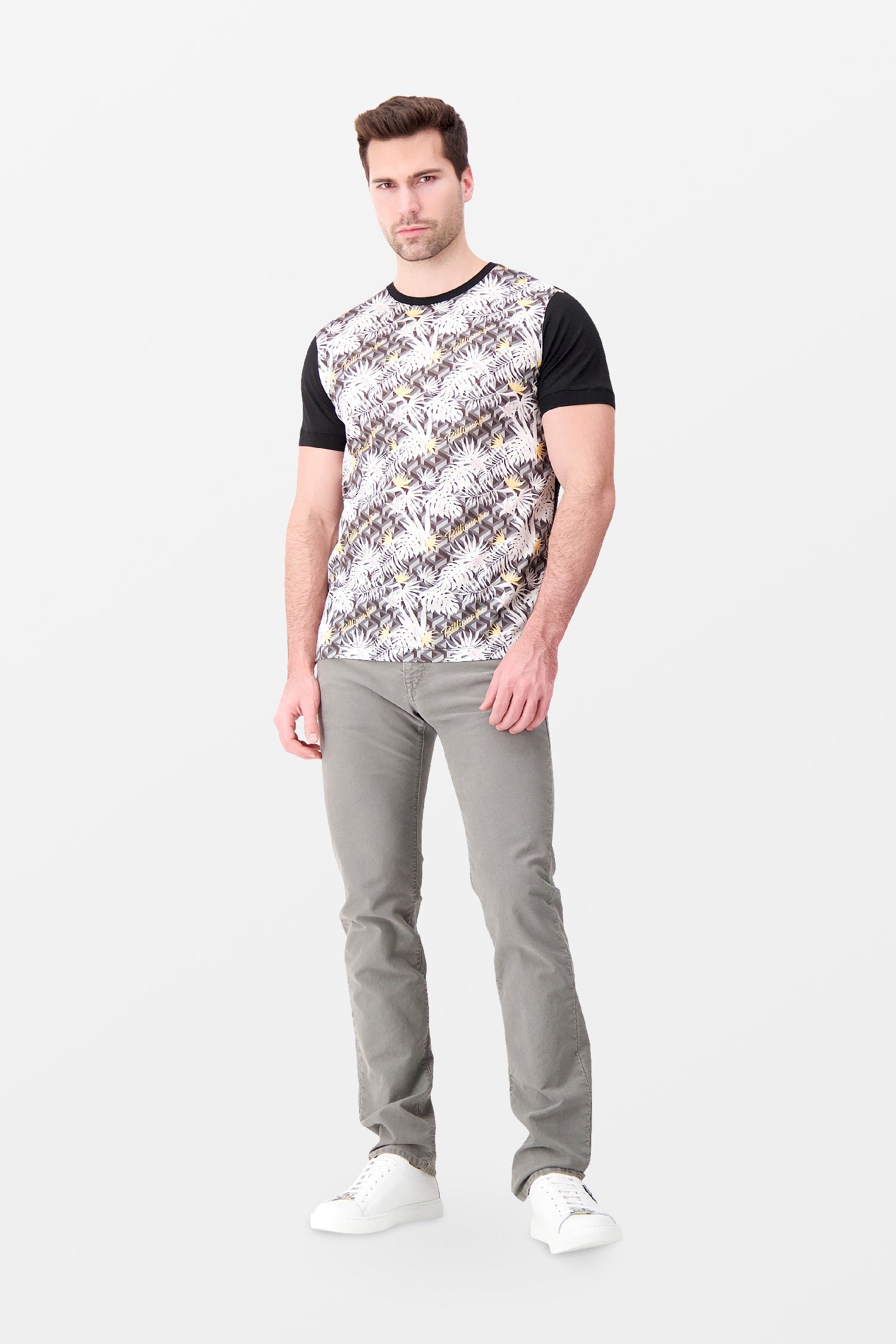 Billionaire SS Palms Round Neck T-Shirt for Men - Casual Short Sleeve Cotton Tee for Summer, Beach, and Streetwear Fashion